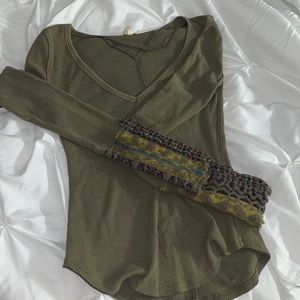 deep green long sleeve thermal top